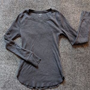 Old Navy Women's Long-Sleeve Waffle Thermal Top - Charcoal Gray